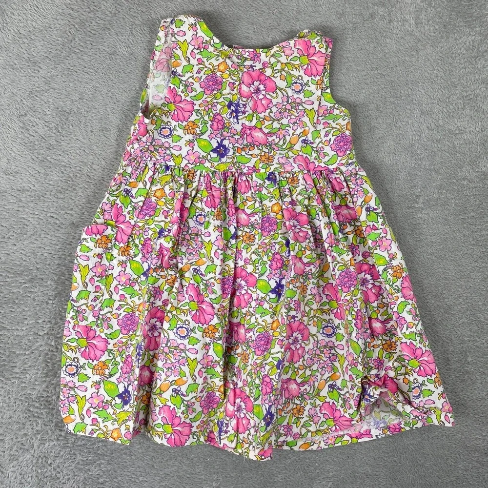 Vintage SWAT Kids Floral Dress Girls 4 Pink 90s Cotton Sleeveless Made in USA‎